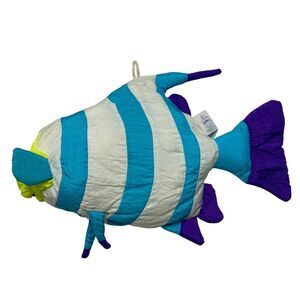 CLOUD 9 Vintage Multicolor Fish Nylon Plush 1990s Stuffed Animal Hanging